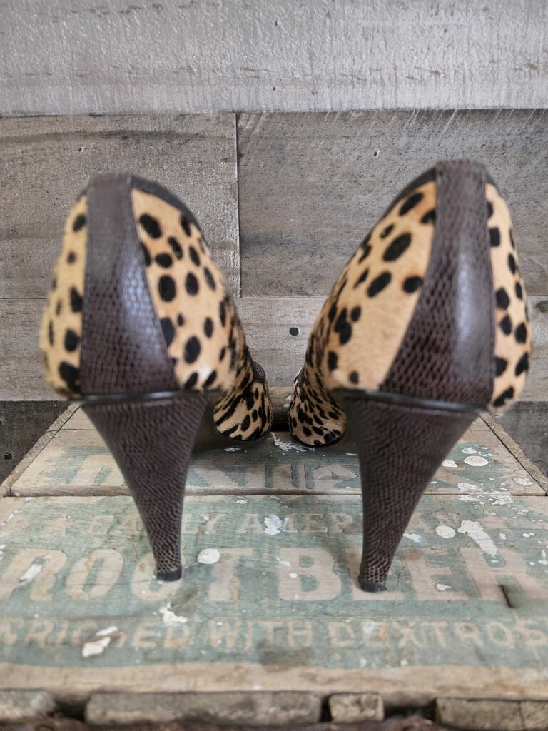 Donald Pliner Leopard Peep Toe Pumps