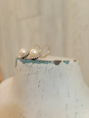 Victorian 14K White Gold and Pearl Earrings
