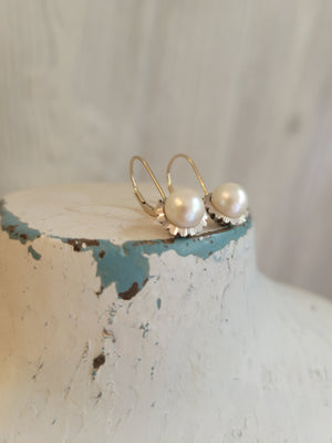 Victorian 14K White Gold and Pearl Earrings