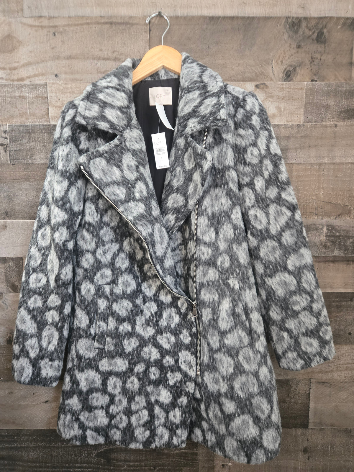 Ann Taylor LOFT Gray & Black Animal Print Coat – Size Small – New With Tags