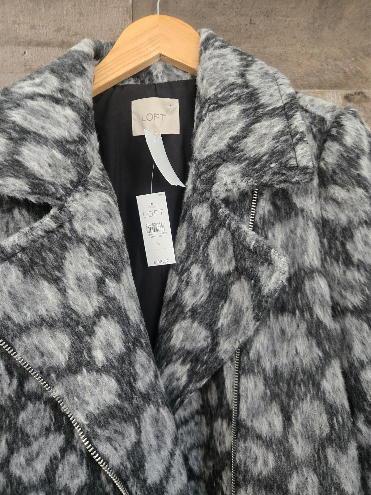 Ann Taylor LOFT Gray & Black Animal Print Coat – Size Small – New With Tags