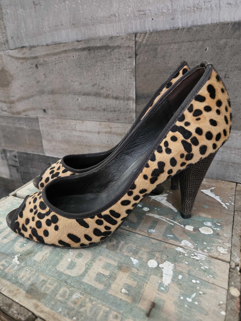 Donald Pliner Leopard Peep Toe Pumps