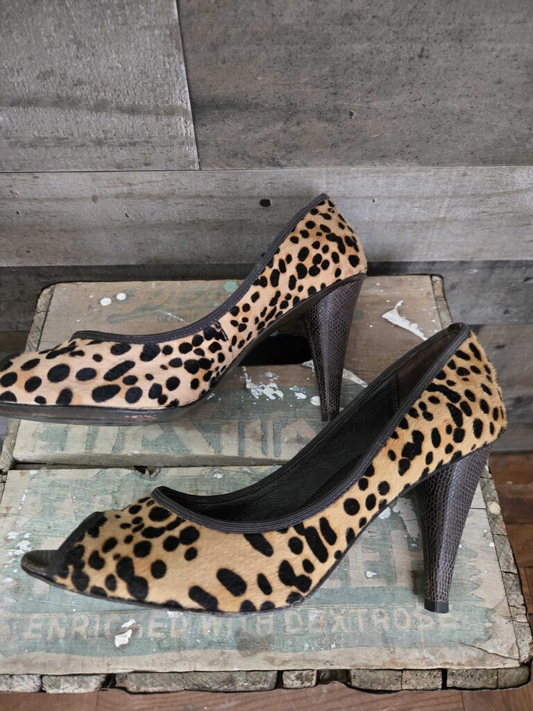 Donald Pliner Leopard Peep Toe Pumps
