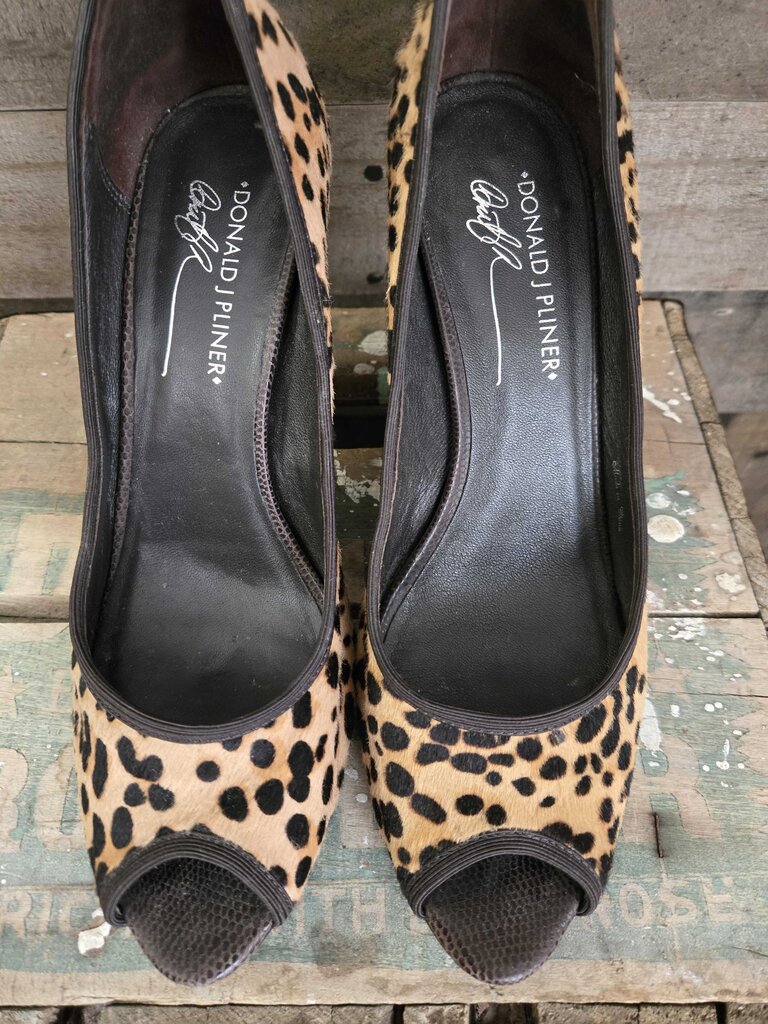 Donald Pliner Leopard Peep Toe Pumps