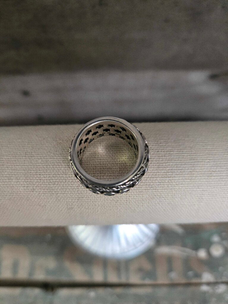 Sterling Silver and 14k Gold Blue Topaz Spinner Ring