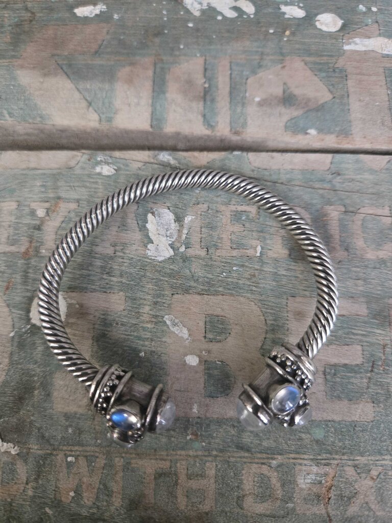 Twisted Sterling & Moonstone Bracelet