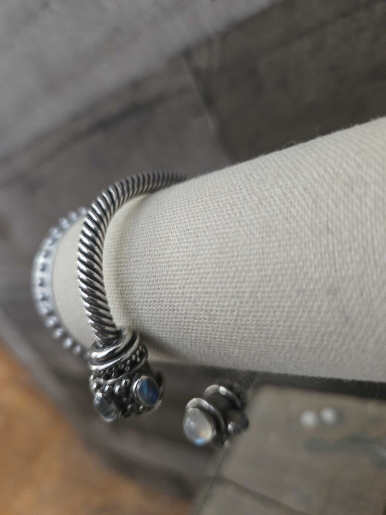 Twisted Sterling & Moonstone Bracelet