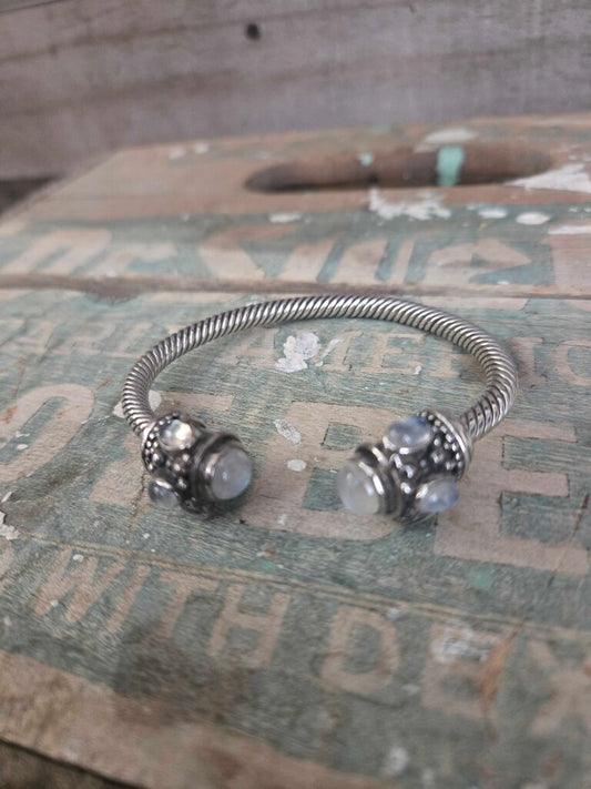 Twisted Sterling & Moonstone Bracelet