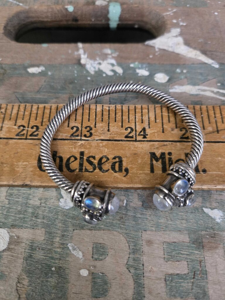 Twisted Sterling & Moonstone Bracelet