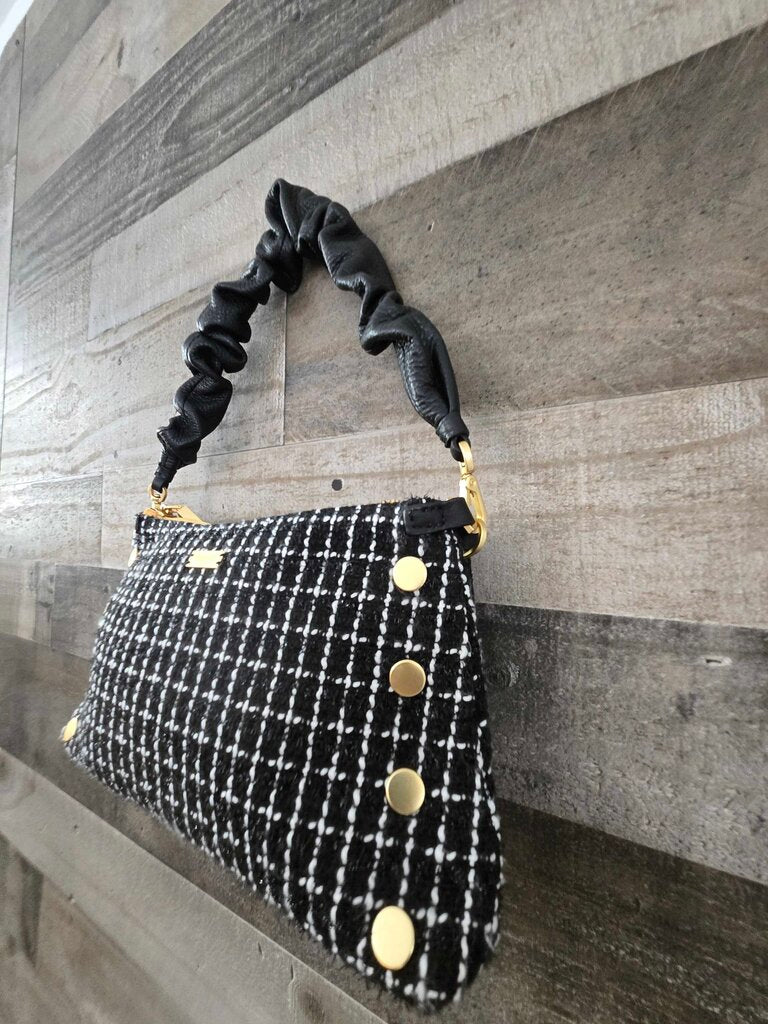 Hammitt Nathan Midnight Trellis & Brushed Gold Handbag