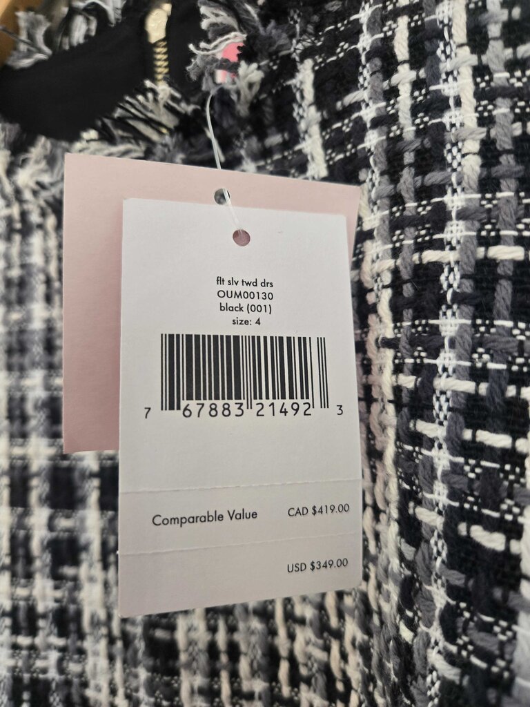 Kate Spade New York Black & White Tweed Fit & Flare Dress Size 4 NWT