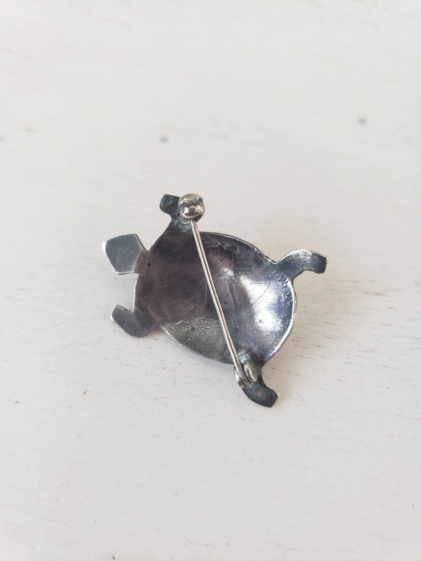 Vintage Sterling and Turquoise Turtle Brooch