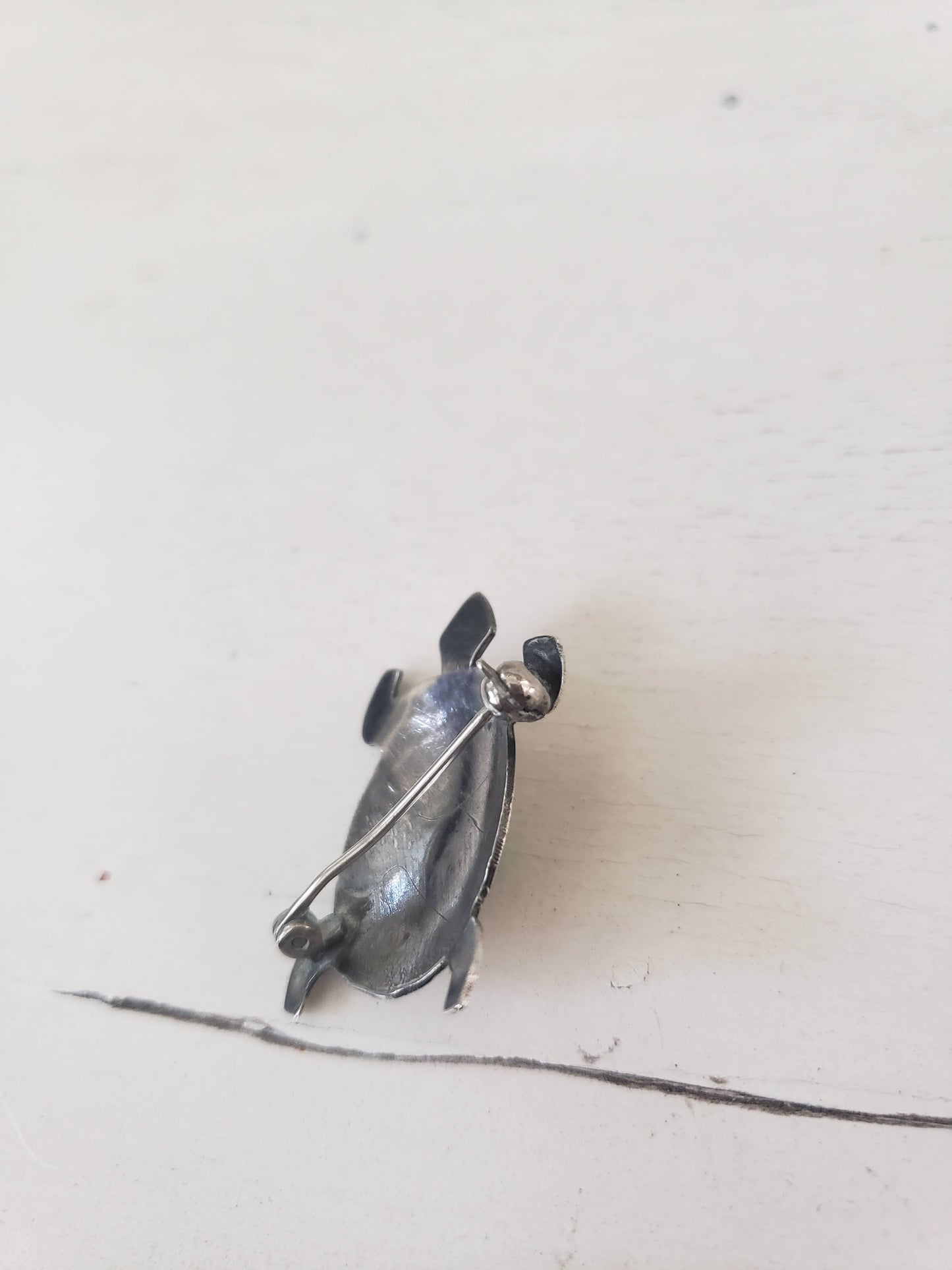 Vintage Sterling and Turquoise Turtle Brooch