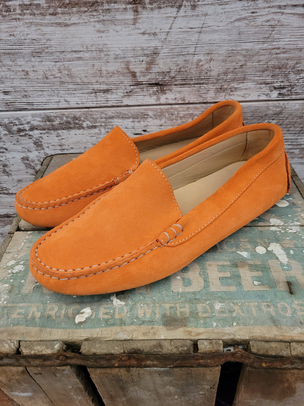 M. GEMI Size 10 Orange Suede Drivers Loafers Men main image 4